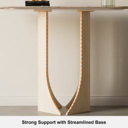 1000mm Oval Travertine Stone Console Table Modern Entryway Table with Abstract Base - thumbnail 8