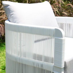 Costra Garden Aluminium & Rope Weave Swivel Lounge Chair in White, Set of 2 - thumbnail 5