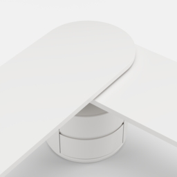 Modern 150 cm L-Shaped Matte Warm White Rotating Executive Desk with Storage Drawers - thumbnail 9