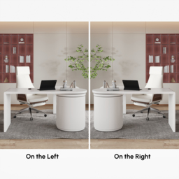 Modern 150 cm L-Shaped Matte Warm White Rotating Executive Desk with Storage Drawers - thumbnail 6