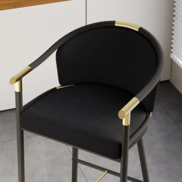 Cranis Bar Height Bar Stool with Arms in Black Upholstery Velvet 6-Pieces - thumbnail 6