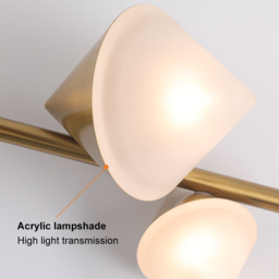 5-Light Modern Gold Bathroom Vanity LED Wall Light Fixtures with White Shade - thumbnail 8