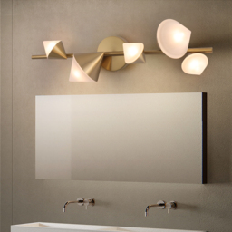 5-Light Modern Gold Bathroom Vanity LED Wall Light Fixtures with White Shade - thumbnail 5