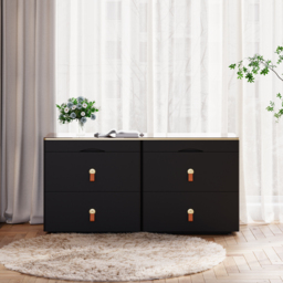 Glass 1200 mm W Modern Black Dresser 6 Drawer Closet Island with Jewellery Display Storage - thumbnail 4