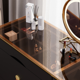 Glass 1200 mm W Modern Black Dresser 6 Drawer Closet Island with Jewellery Display Storage - thumbnail 7