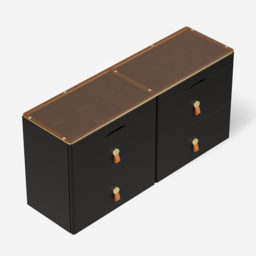 Glass 1200 mm W Modern Black Dresser 6 Drawer Closet Island with Jewellery Display Storage - thumbnail 9