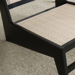 Japandi Black Rattan and Wood Lounge Chair Accent Chair for Living Room - thumbnail 6