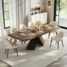 1600mm-2000mm Extendable Walnut Dining Table & 8 Walnut Japandi Rattan Dining Chairs - thumbnail 2