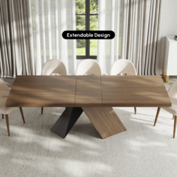 1600mm-2000mm Extendable Walnut Dining Table & 8 Walnut Japandi Rattan Dining Chairs - thumbnail 5