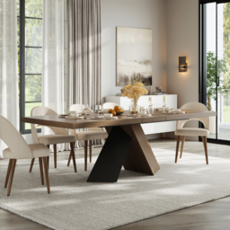 1600mm-2000mm Extendable Walnut Dining Table & 8 Walnut Japandi Rattan Dining Chairs - thumbnail 3