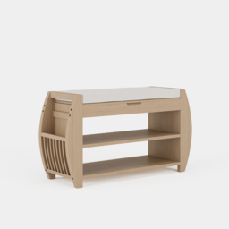 32'' Wood Veneer Whitewash Shoe Storage Entryway Bench with Shoe Rack - thumbnail 8