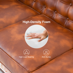 Vintage Industrial Loft 3-Seater Sofa Tufted Brown Faux Leather Upholstered Sofa - thumbnail 8