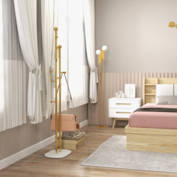 1700mm Gold Standing Coat Stand with 7 Hooks Faux Marble Base Hallway Clothing Stand - thumbnail 3