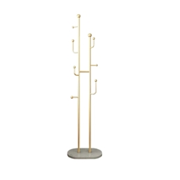 1700mm Gold Standing Coat Stand with 7 Hooks Faux Marble Base Hallway Clothing Stand - thumbnail 5