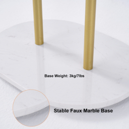 1700mm Gold Standing Coat Stand with 7 Hooks Faux Marble Base Hallway Clothing Stand - thumbnail 7