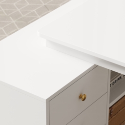 Ultic White L Shaped Home Office Desk Desk with Storage Drawers & Shelf Computer Desk (1200mm) - thumbnail 9