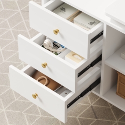 Ultic White L Shaped Home Office Desk Desk with Storage Drawers & Shelf Computer Desk (1200mm) - thumbnail 7