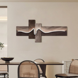 Modern 1200mm Golden Wave LED Wall Art – Abstract USB Powered Geometric Light Decor - thumbnail 3
