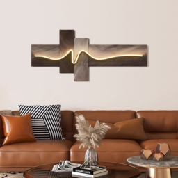 Modern 1200mm Golden Wave LED Wall Art – Abstract USB Powered Geometric Light Decor - thumbnail 7