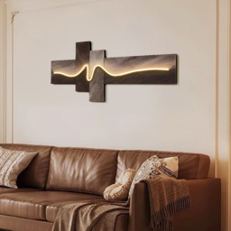 Modern 1200mm Golden Wave LED Wall Art – Abstract USB Powered Geometric Light Decor - thumbnail 6
