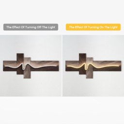 Modern 1200mm Golden Wave LED Wall Art – Abstract USB Powered Geometric Light Decor - thumbnail 9