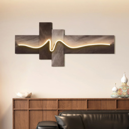 Modern 1200mm Golden Wave LED Wall Art – Abstract USB Powered Geometric Light Decor