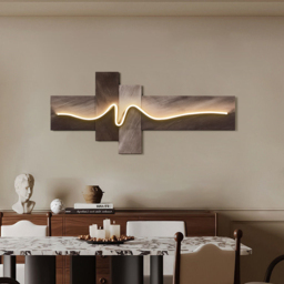 Modern 1200mm Golden Wave LED Wall Art – Abstract USB Powered Geometric Light Decor - thumbnail 4