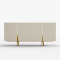 Grovyn 120 cm Buffet Sideboard Sintered Stone Top White Fluted with Adjustable Shelves - thumbnail 8
