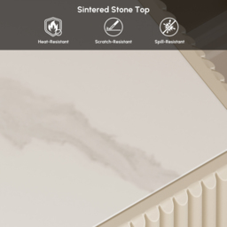 Grovyn 120 cm Buffet Sideboard Sintered Stone Top White Fluted with Adjustable Shelves - thumbnail 7