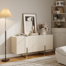 Grovyn 120 cm Buffet Sideboard Sintered Stone Top White Fluted with Adjustable Shelves - thumbnail 4