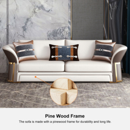 Modern Faux Leather Living Room Sofa Set in Brown & White Set of 3 - thumbnail 9