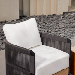 Costra Outdoor Aluminium & Rope Weave Swivel Lounge Chair in Black - thumbnail 7
