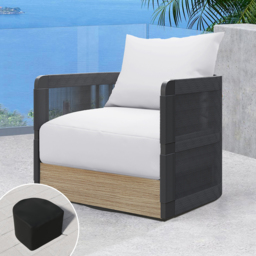 Costra Outdoor Aluminium & Rope Weave Swivel Lounge Chair in Black - thumbnail 4