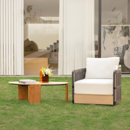 Costra Outdoor Aluminium & Rope Weave Swivel Lounge Chair in Black - thumbnail 3