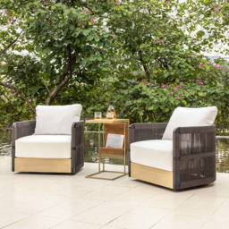 Costra Outdoor Aluminium & Rope Weave Swivel Lounge Chair in Black - thumbnail 6