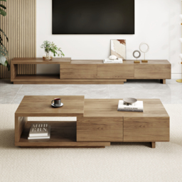 Living Room Cabinet Set 2550 mm Extendable TV Stand & 1750 mm Retracted Coffee Table Set