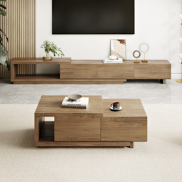 Living Room Cabinet Set 2550 mm Extendable TV Stand & 1750 mm Retracted Coffee Table Set - thumbnail 2