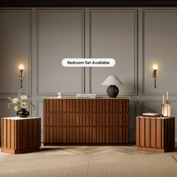 Aura 150 cm Walnut and Sintered Stone 6-Drawer Lighted Dresser - thumbnail 4