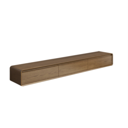 Mid Century Floating Wood TV Stand Unit in Walnut with 3 Drawers for TVs Up to 2159mm - thumbnail 7