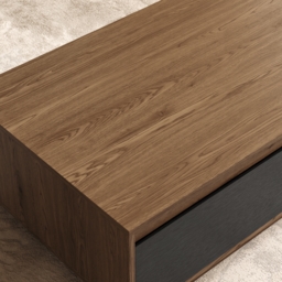 1200mm Mid Century Modern Black & Walnut Coffee Table Rectangular Block Living Room Table with Storage - thumbnail 7