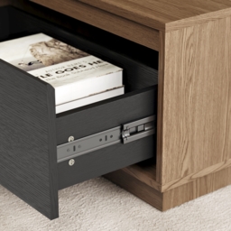 1200mm Mid Century Modern Black & Walnut Coffee Table Rectangular Block Living Room Table with Storage - thumbnail 8