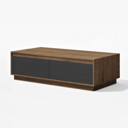 1200mm Mid Century Modern Black & Walnut Coffee Table Rectangular Block Living Room Table with Storage - thumbnail 9