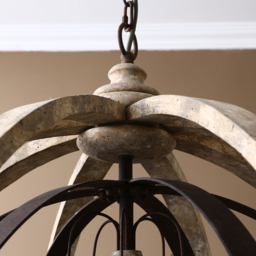 Retro Rustic Weathered Wooden Globe Metal Orb Crystal 5-Light Chandelier Medium - thumbnail 7