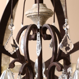 Retro Rustic Weathered Wooden Globe Metal Orb Crystal 5-Light Chandelier Medium - thumbnail 5