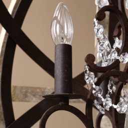 Retro Rustic Weathered Wooden Globe Metal Orb Crystal 5-Light Chandelier Medium - thumbnail 4