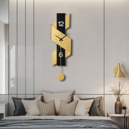 870mm Modern Geometric Gold & Black Digital Wall Clock Oversized Wall Decor For Living Room - thumbnail 6