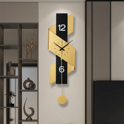 870mm Modern Geometric Gold & Black Digital Wall Clock Oversized Wall Decor For Living Room - thumbnail 4