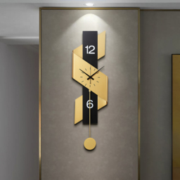 870mm Modern Geometric Gold & Black Digital Wall Clock Oversized Wall Decor For Living Room - thumbnail 2