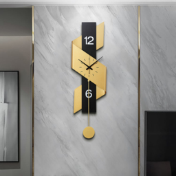 870mm Modern Geometric Gold & Black Digital Wall Clock Oversized Wall Decor For Living Room - thumbnail 3