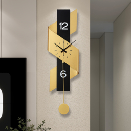 870mm Modern Geometric Gold & Black Digital Wall Clock Oversized Wall Decor For Living Room